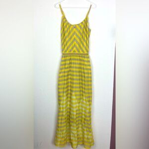 Lilka Anthropologie Boho Striped Maxi Dress w/cut out neck, pockets, lined